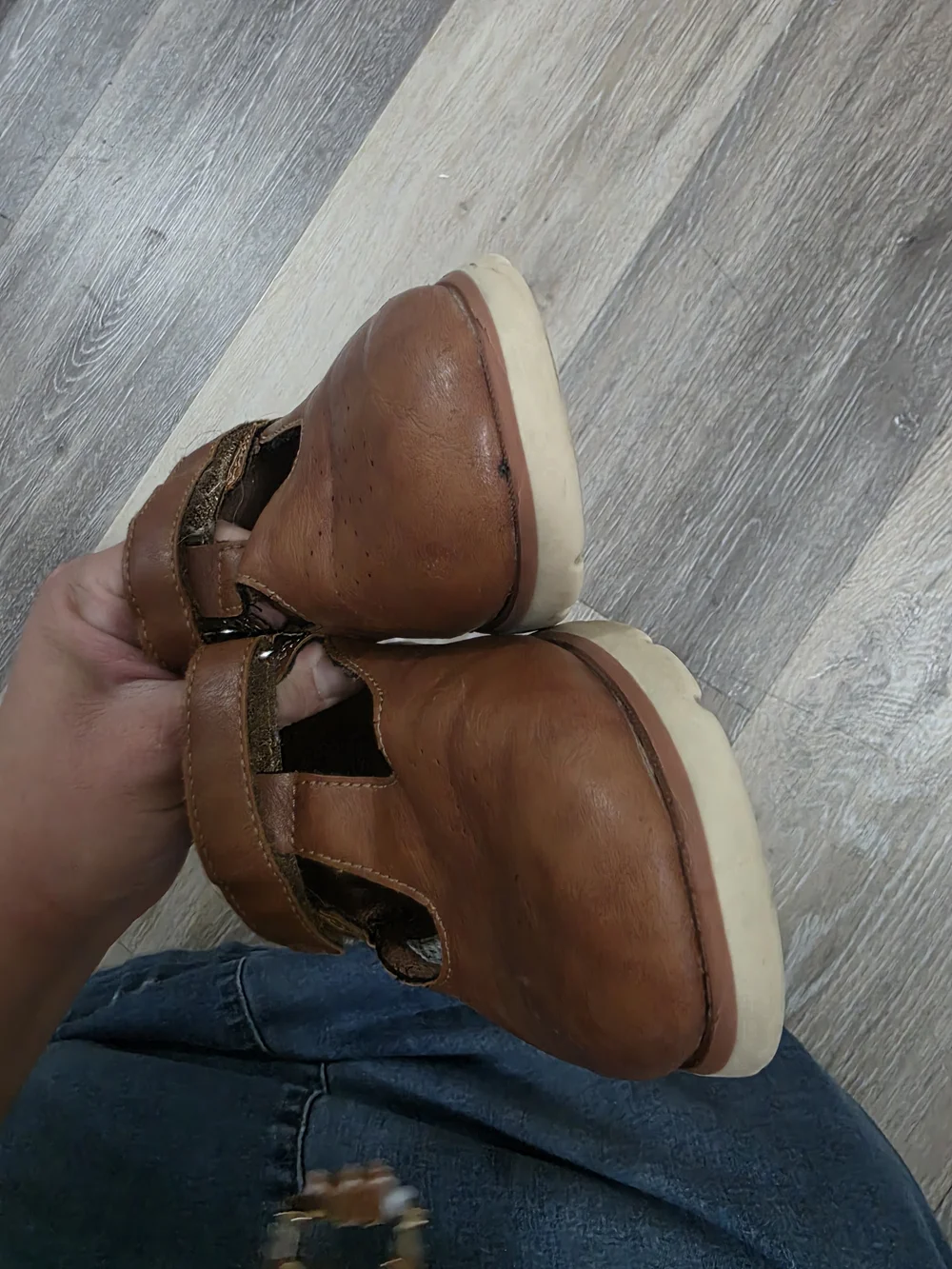 Stride Rite Surprise Kids Brown Leather T-Strap Shoes